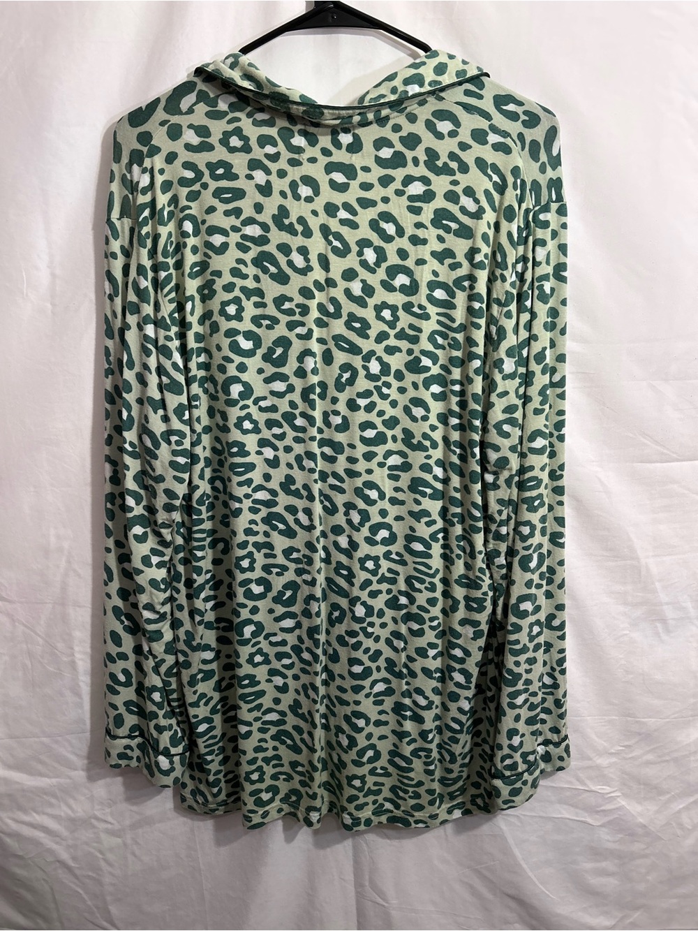 In My Sundays - Leopard-Print Green Button-Front Pajama Set - Picture 2 of 6